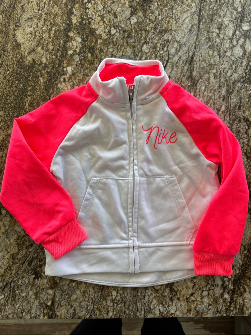 Nike Girls' White & Pink Zip-Up Athletic Jacket.  Size 18 months